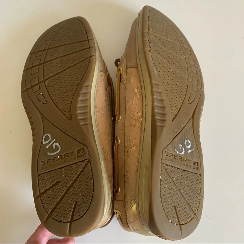Sperry Top Sider Linen Gold Eyelet Shoes